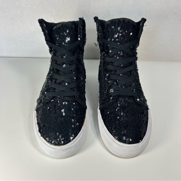 SUPRA Skytops Sparkly Sequin Hi Tops Black Sneakers Shoe SW12029; Women’s Sz 8.5 - Picture 10 of 16